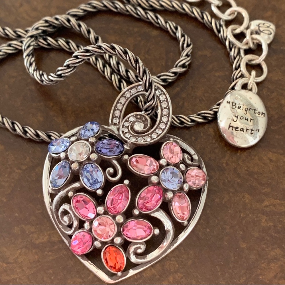 Rhinestone Floral Heart Brighton Necklace